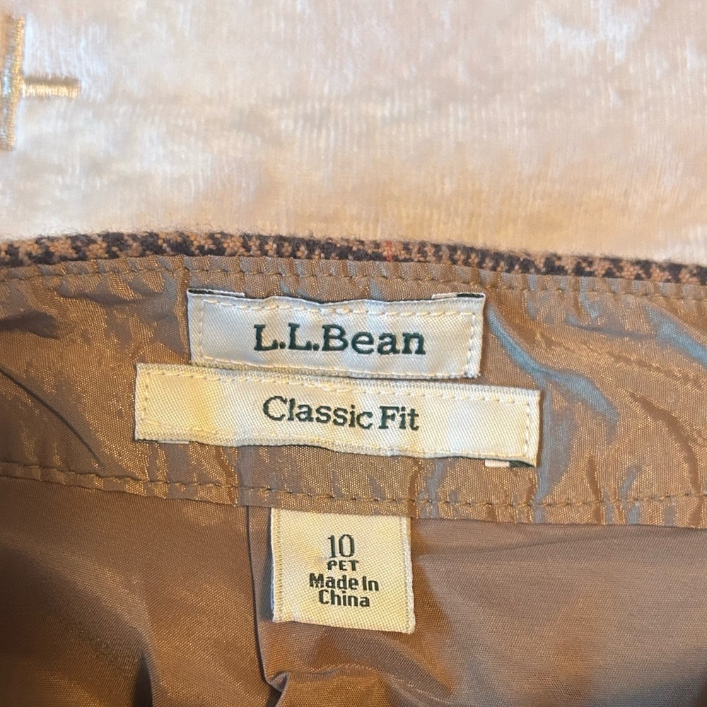 LL Bean Faux Wrap Skirt Womens 10P Brown Plaid Classic Zip Lined Pockets Academy - Picture 2 of 11
